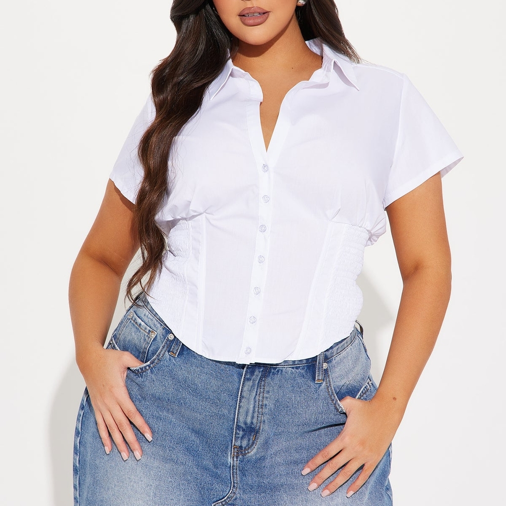 White Button-Up Women's Top